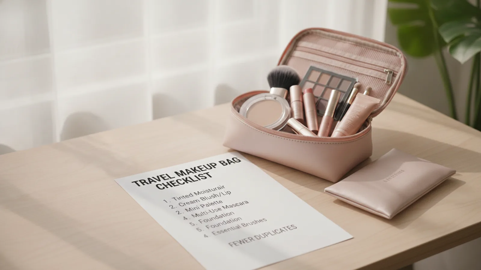 A Travel Makeup Bag With Fewer Duplicate Products Checklist For First Time Readers cover image